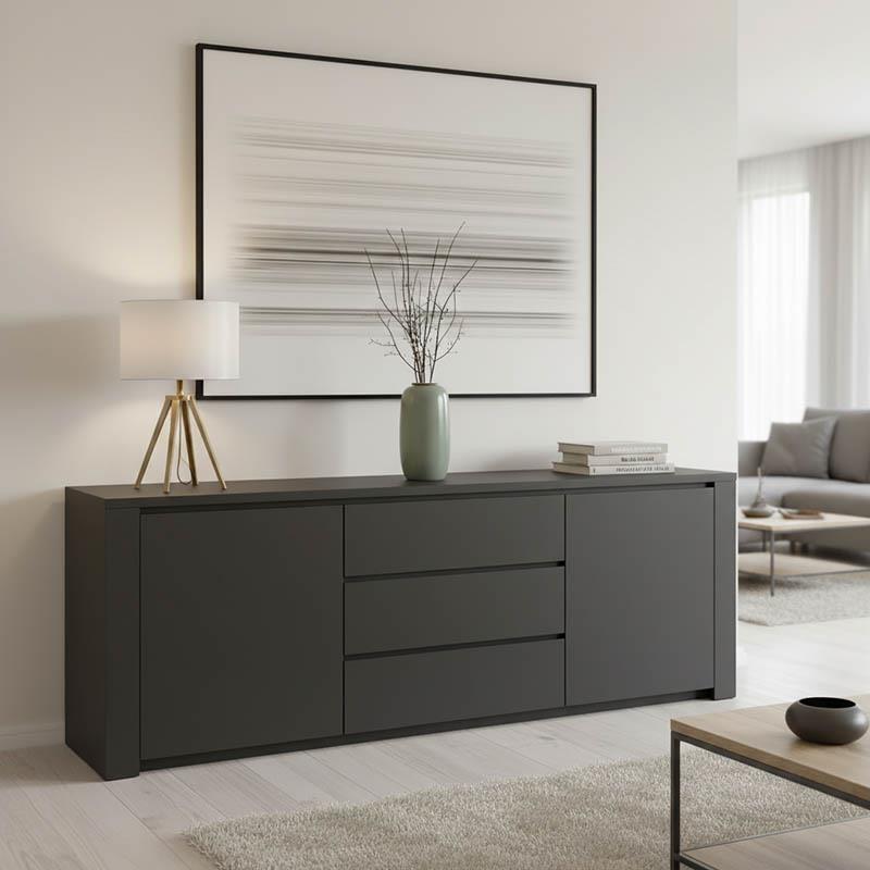 Μπουφές Kalya σε ανθρακί απόχρωση 220x49x89.5εκ