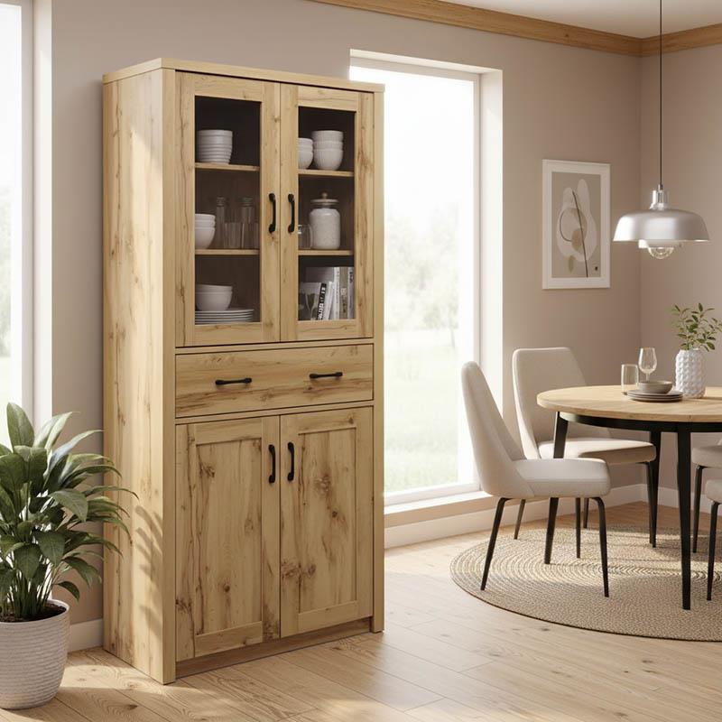 Βιτρίνα-ντουλάπα Nisso σε oak απόχρωση 80x40x183.5εκ Βιτρίνα-ντουλάπα Nisso σε oak απόχρωση 80x40x183.5εκ