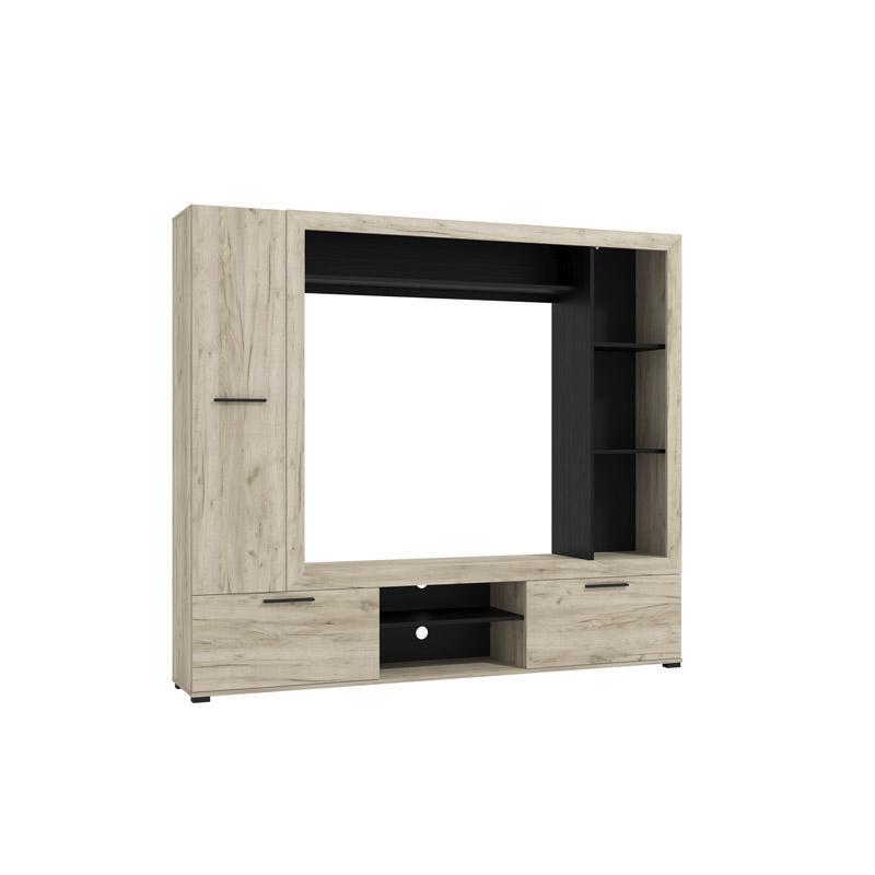 Σύνθετο Σαλονιού LORCA σε Grey Oak-Mαύρο 195x35x171εκ