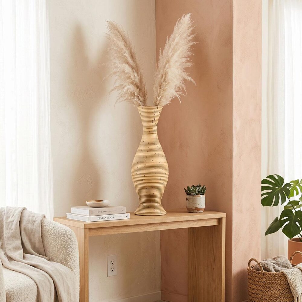 Βάζο Virnia Inart pe rattan σε φυσική απόχρωση Φ40x70εκ Βάζο Virnia Inart pe rattan σε φυσική απόχρωση Φ40x70εκ