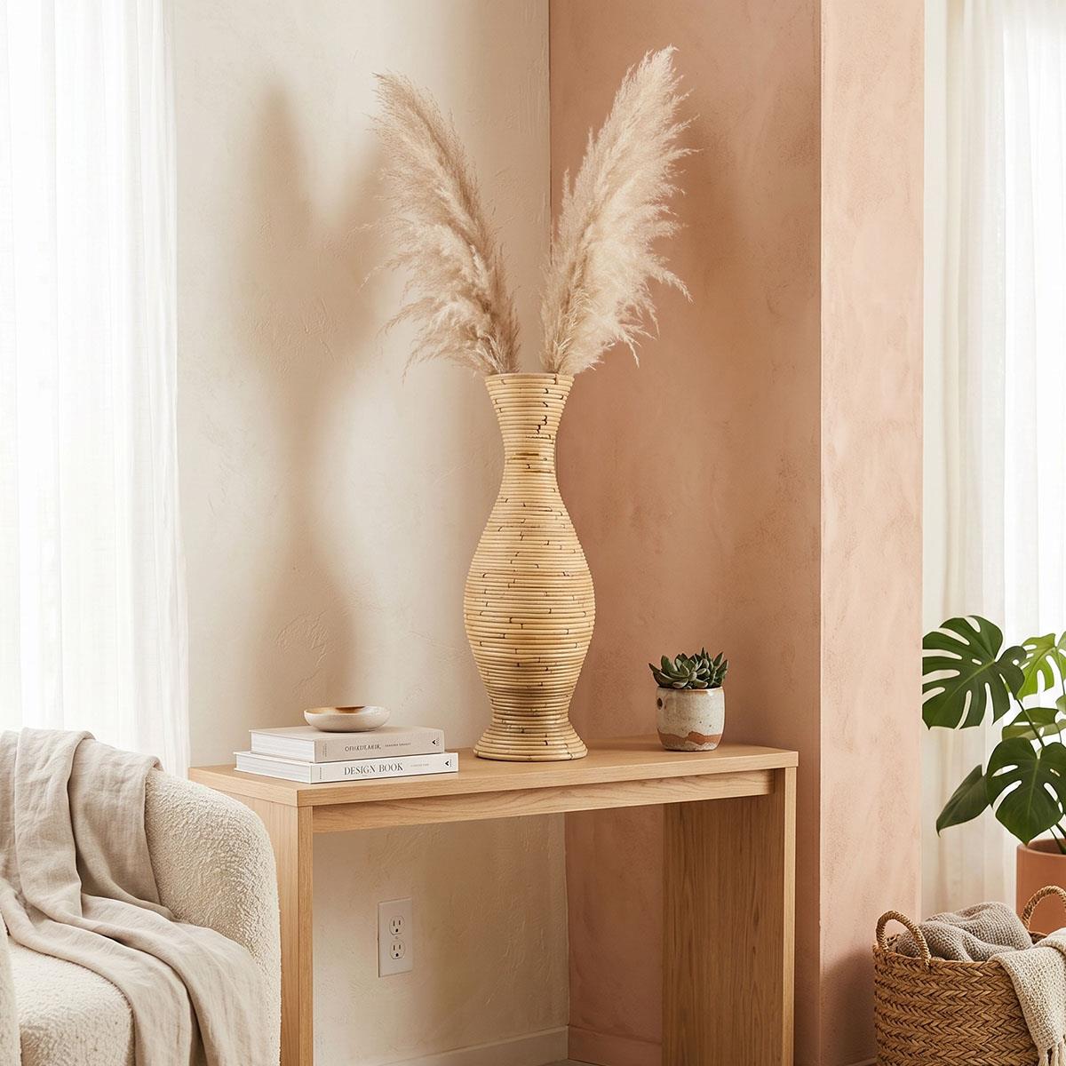 Βάζο Virnia Inart pe rattan σε φυσική απόχρωση Φ40x70εκ Βάζο Virnia Inart pe rattan σε φυσική απόχρωση Φ40x70εκ