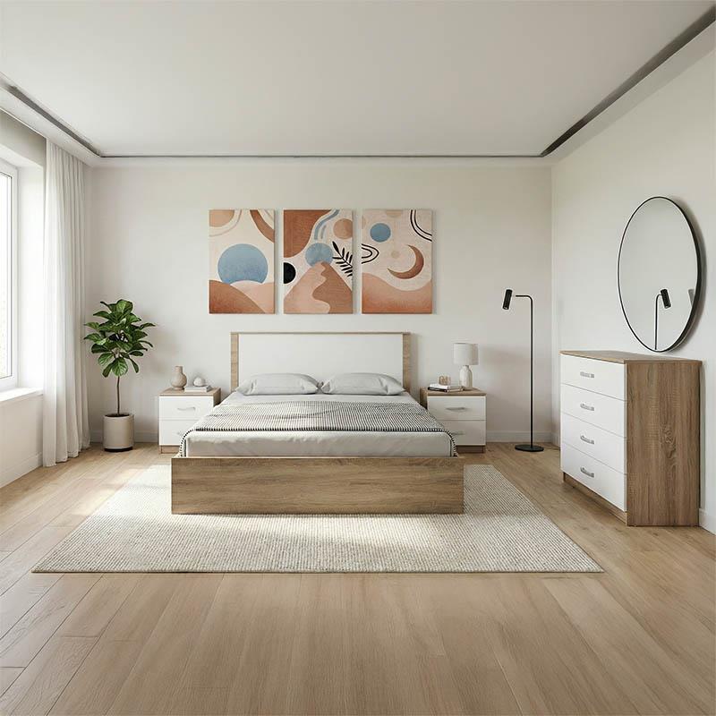 Σετ Κρεβατοκάμαρας 4τεμ Athos Sonoma-Λευκό με Κρεβάτι 160x200εκ