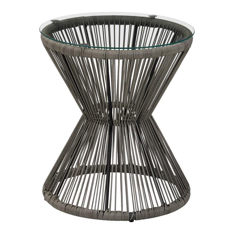 Τραπέζι Mabil γυαλί - pe rattan σε γκρι απόχρωση Φ50x55εκ Τραπέζι Mabil γυαλί - pe rattan σε γκρι απόχρωση Φ50x55εκ