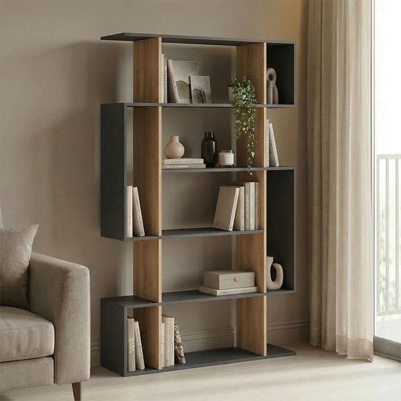 Βιβλιοθήκη Mito ανθρακί - sonoma 108.5x25x161εκ