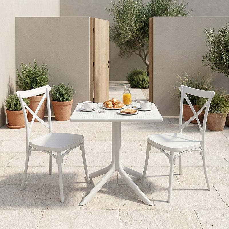 Σετ Τραπεζαρία κήπου Crossie 3τεμ. λευκό PP 60x60x76εκ Σετ Τραπεζαρία κήπου Crossie 3τεμ. λευκό PP 60x60x76εκ