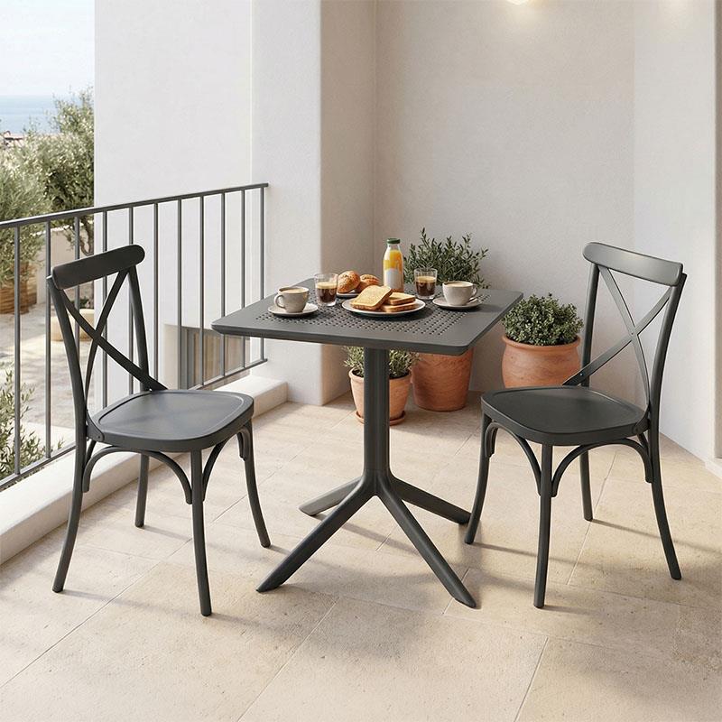 Σετ τραπεζαρία κήπου Groovy Crossie 3τεμ. ανθρακί PP 60x60x76εκ Σετ τραπεζαρία κήπου Groovy Crossie 3τεμ. ανθρακί PP 60x60x76εκ