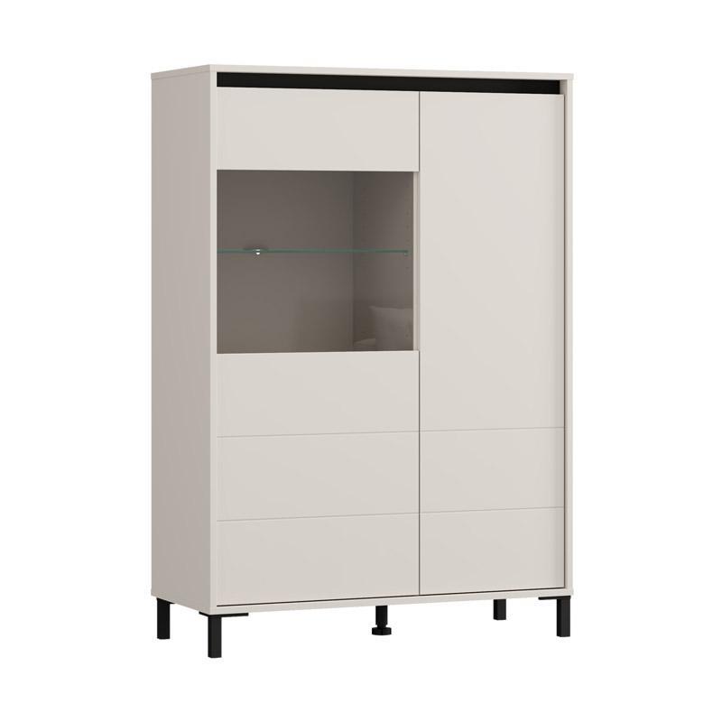 Βιτρίνα Marron 2K VS1 135 Cashmere - Μαύρο Ματ 93x40x135εκ.