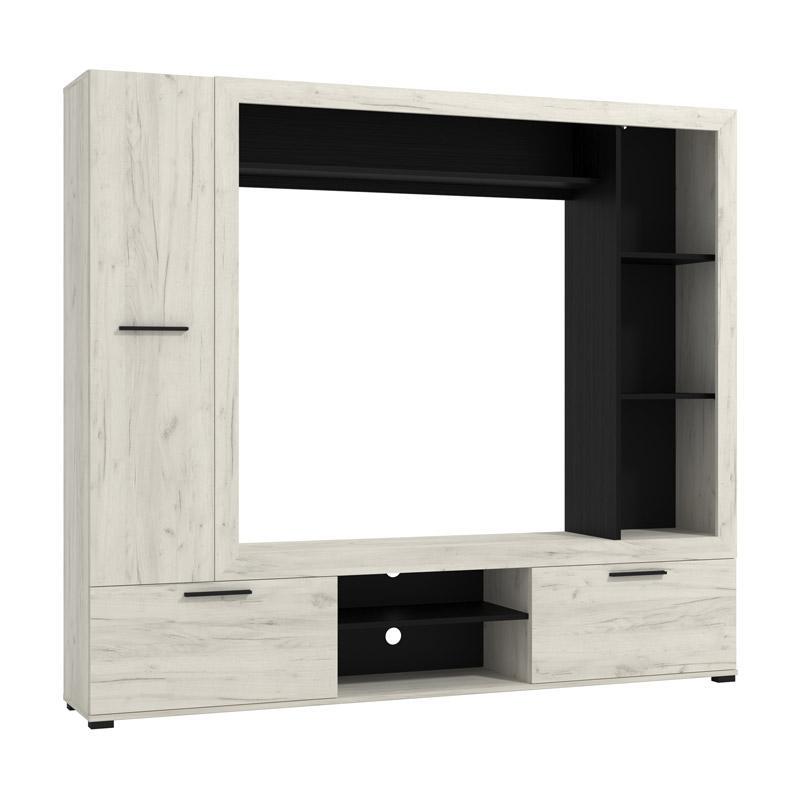 Σύνθετο Σαλονιού LORCA σε Λευκό Oak - Μαύρο 195x35x171εκ.