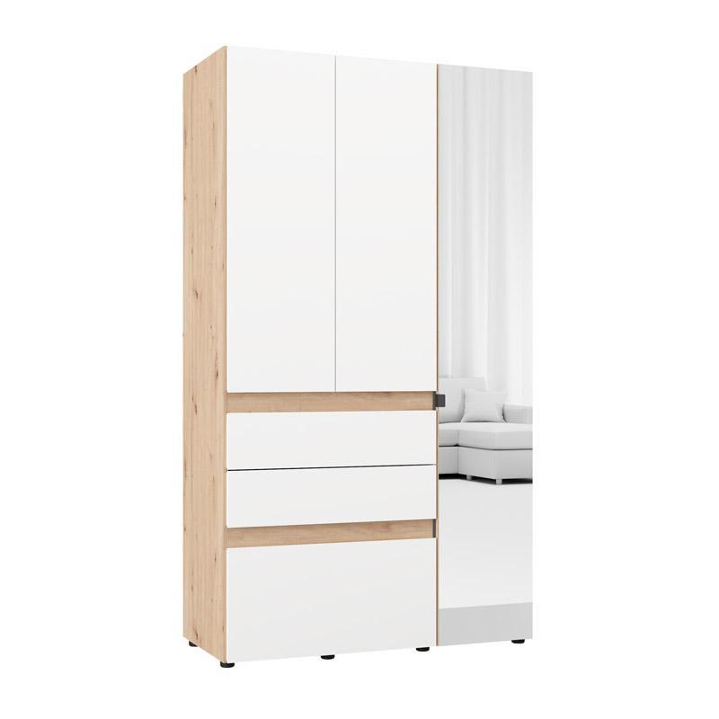 Ντουλάπα Τρίφυλλη Arderin 3K3F1O Artisan Oak - Λευκό 117x52x208εκ