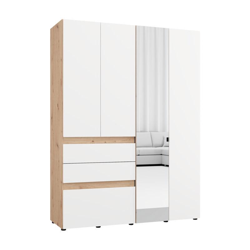 Ντουλάπα Τετράφυλλη Arderin 4K3F1O Artisan Oak - Λευκό 155x52x208εκ