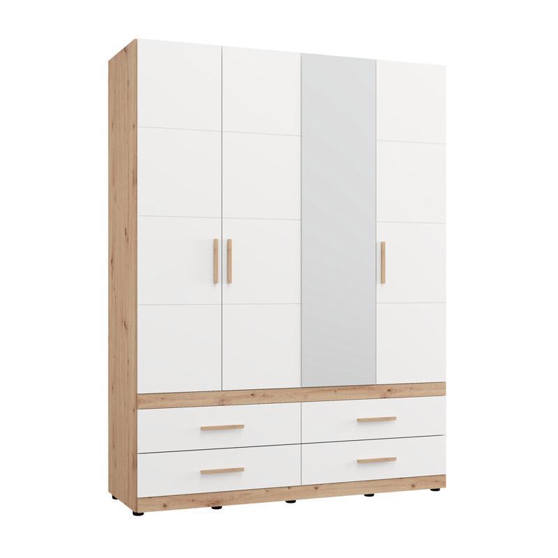 Ντουλάπα Τετράφυλλη DILLON 4K4F1O Artisan Oak - Λευκό 155x52x208εκ