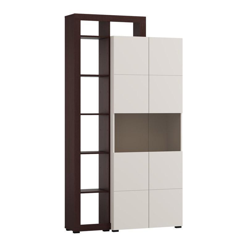 Βιτρίνα ARGYLL 2K VS2 OP 215 Cashmere με Dark Tailor Oak χρώμα 116x35x215εκ