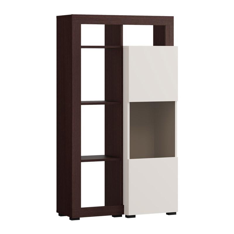Βιτρίνα ARGYLL 138 σε Cashmere με Dark Tailor Oak χρώμα 77x35x138εκ