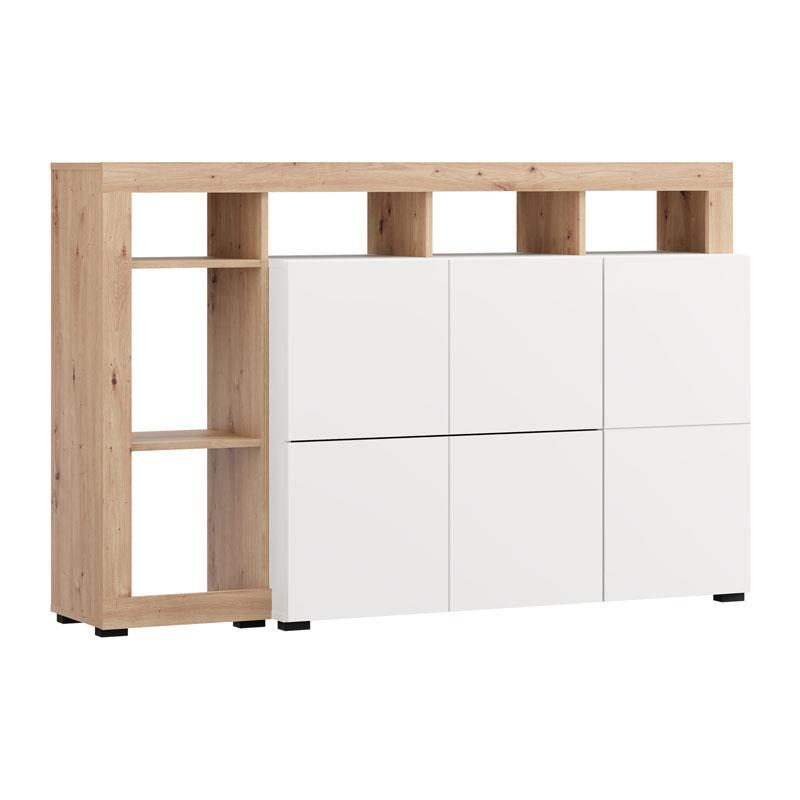 Μπουφές ARGYLL 154 3K2F1V OP Λευκό με Artisan Oak χρώμα 155x40x100εκ Μπουφές ARGYLL 154 3K2F1V OP Λευκό με Artisan Oak χρώμα 155x40x100εκ