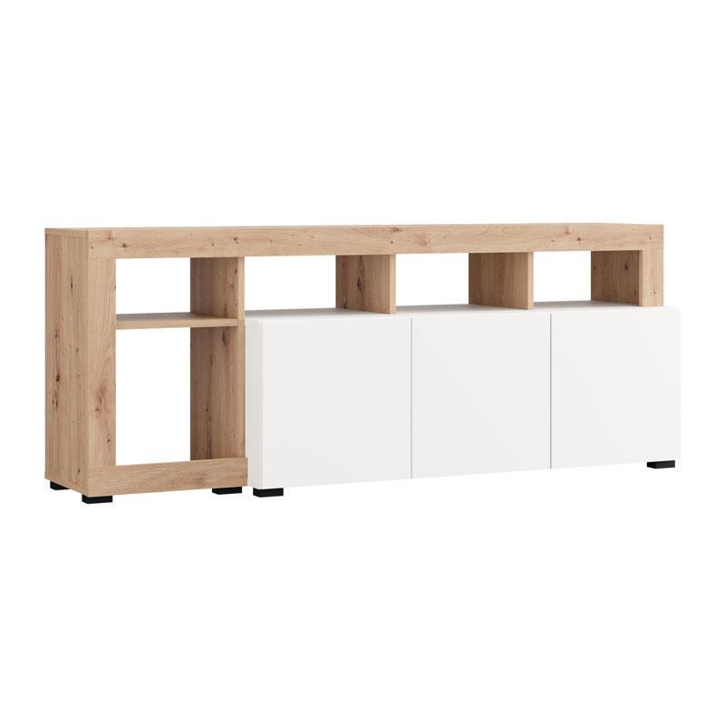 Έπιπλο Τηλεόρασης ARGYLL TV 154 3K 1F1V OP Λευκό με Artisan Oak χρώμα 154x40x61εκ
