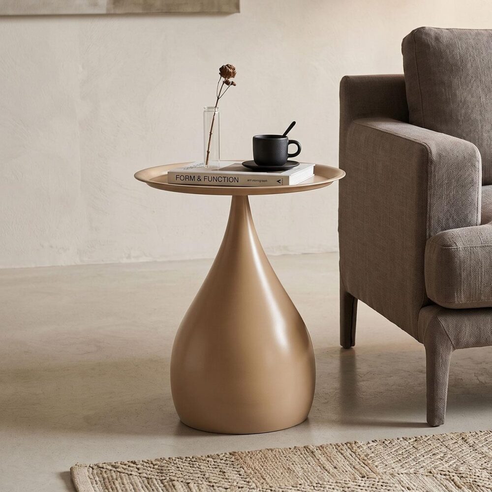 Βοηθητικό τραπεζάκι σαλονιού Samino μέταλλο cappuccino Φ39x42εκ