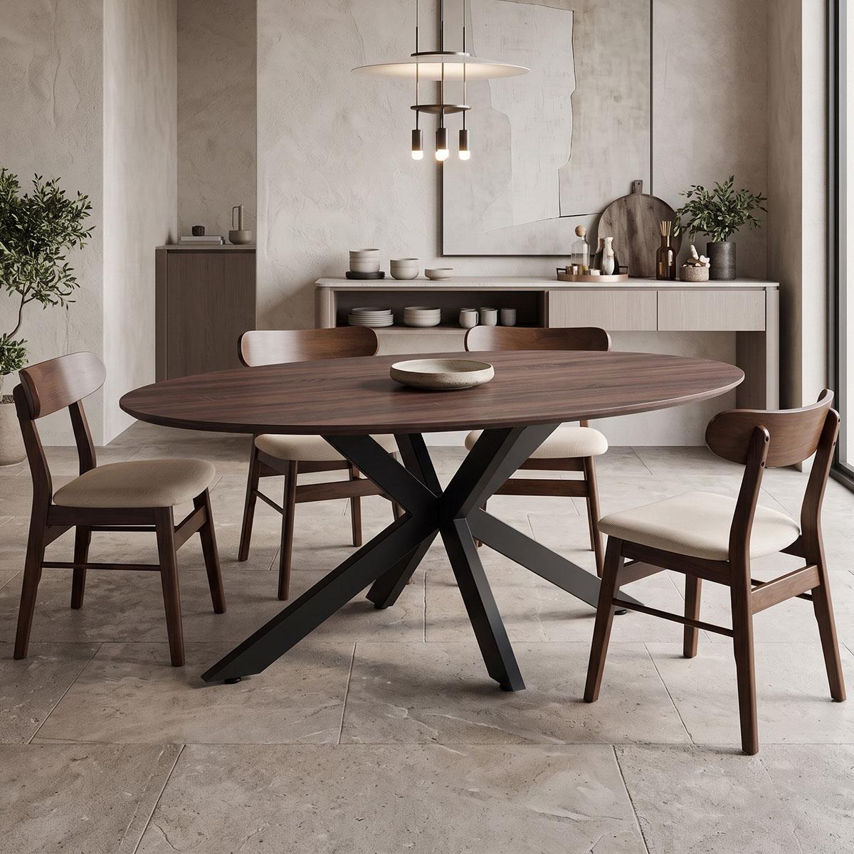 Τραπέζι Makrey καρυδί mdf - μαύρα μεταλλικά πόδια 160x90x75εκ Τραπέζι Makrey καρυδί mdf - μαύρα μεταλλικά πόδια 160x90x75εκ
