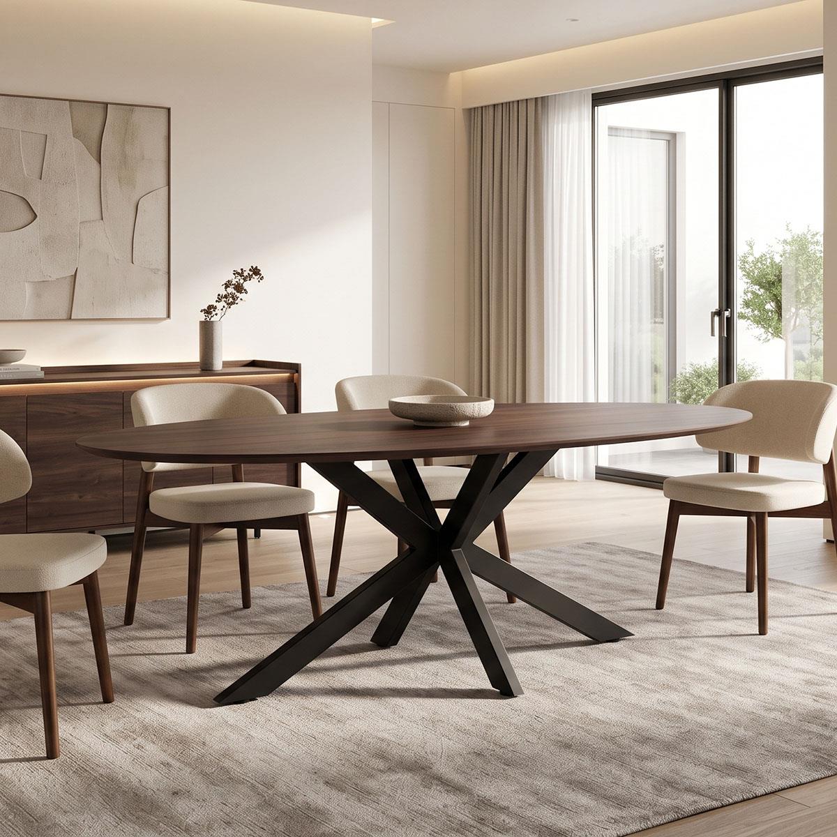 Τραπέζι Makrey καρυδί mdf- μαύρα μεταλλικά πόδια 180x90x75εκ Τραπέζι Makrey καρυδί mdf- μαύρα μεταλλικά πόδια 180x90x75εκ