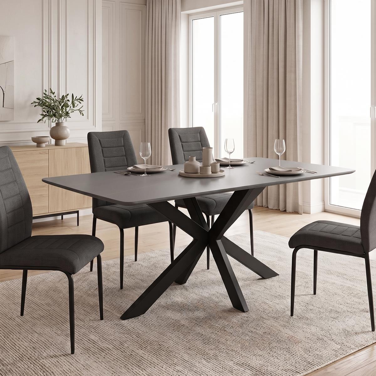 Τραπέζι Bethan sintered stone - μέταλλο μαύρο μαρμάρου - μαύρο 160x80x75εκ Τραπέζι Bethan sintered stone - μέταλλο μαύρο μαρμάρου - μαύρο 160x80x75εκ