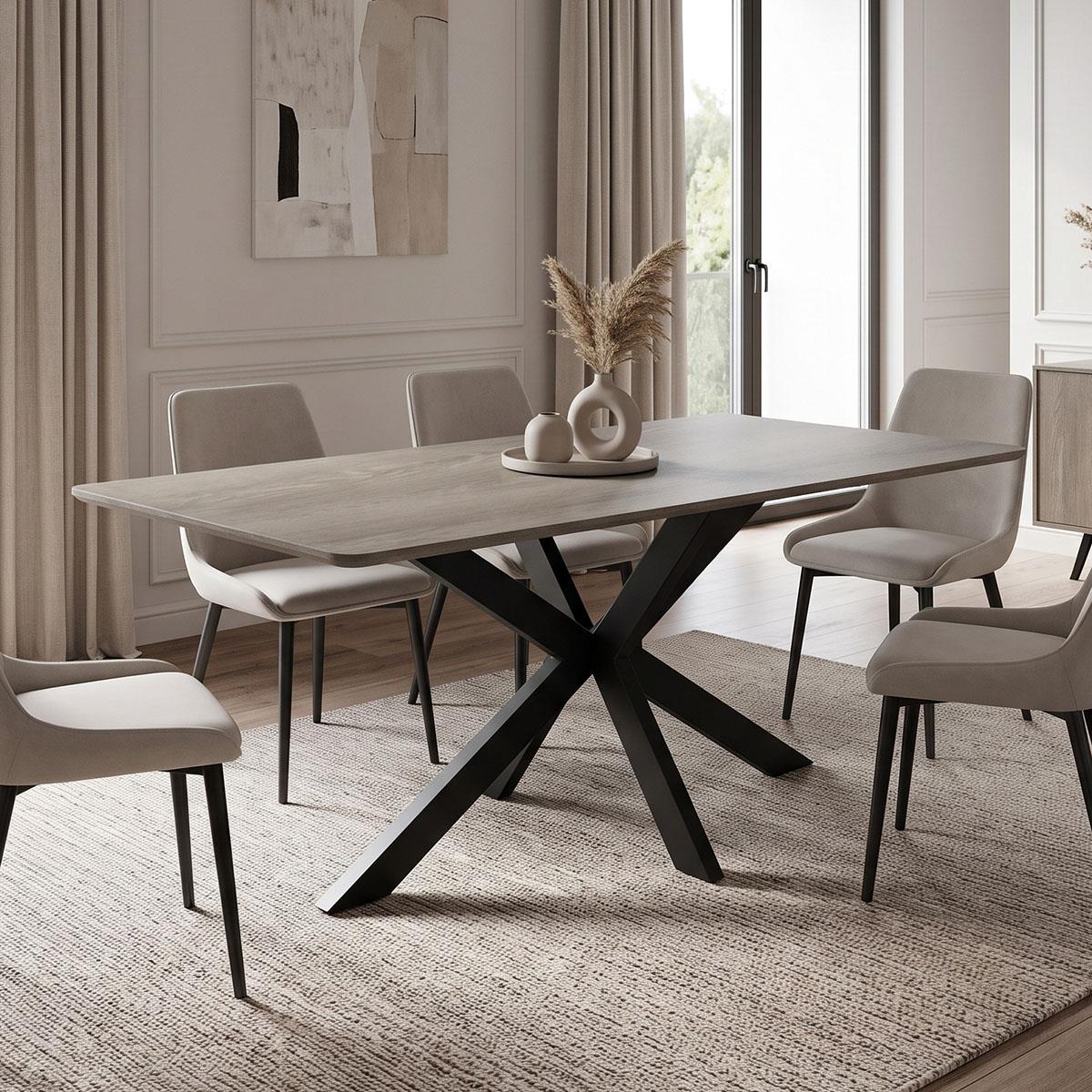 Τραπέζι Bethan sonoma με γκρι mdf και μαύρο μέταλλο 160x80x75εκ Τραπέζι Bethan sonoma με γκρι mdf και μαύρο μέταλλο 160x80x75εκ