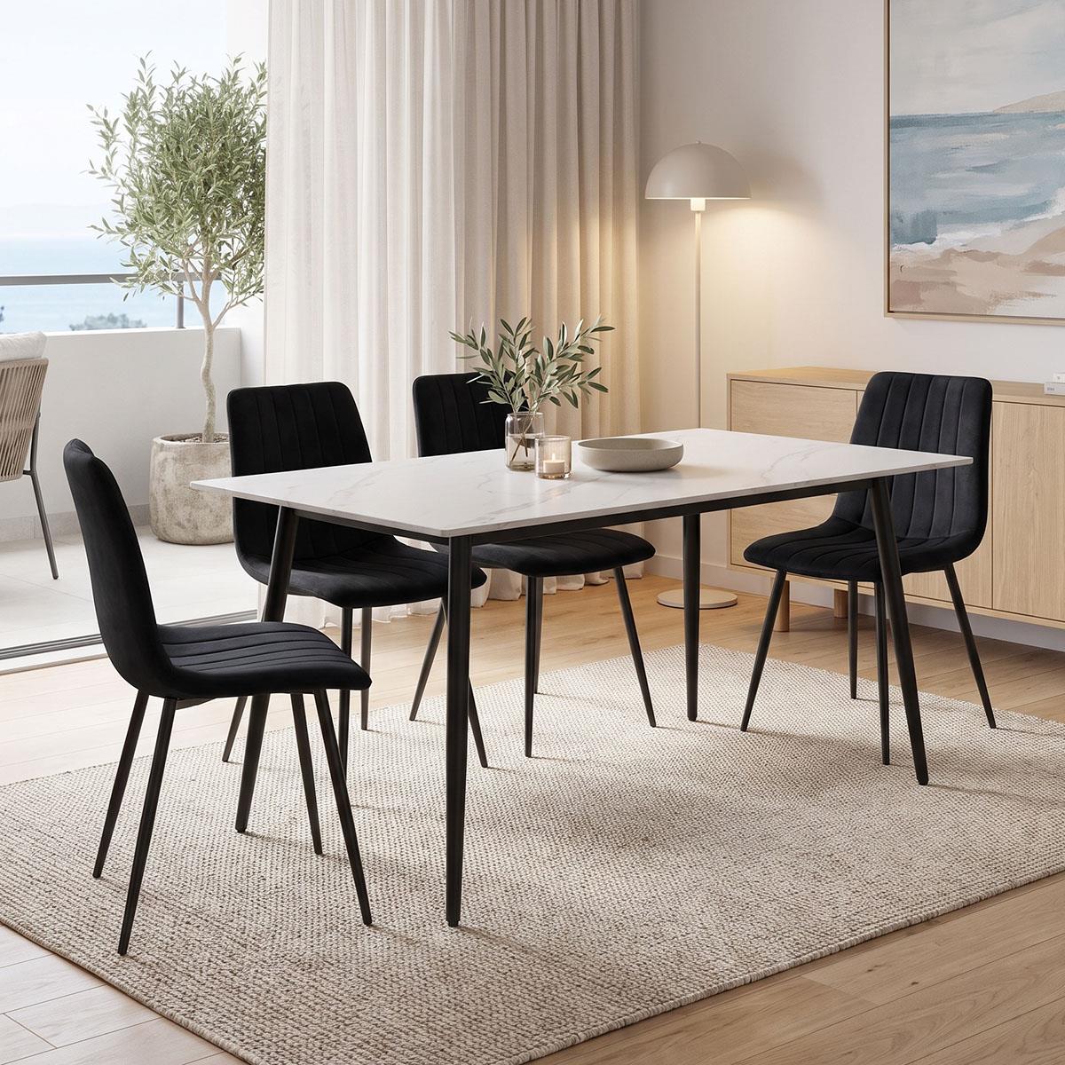 Τραπέζι Gustas λευκό μαρμάρου sintered stone-μαύρο μέταλλο 160x80x76εκ Τραπέζι Gustas λευκό μαρμάρου sintered stone-μαύρο μέταλλο 160x80x76εκ
