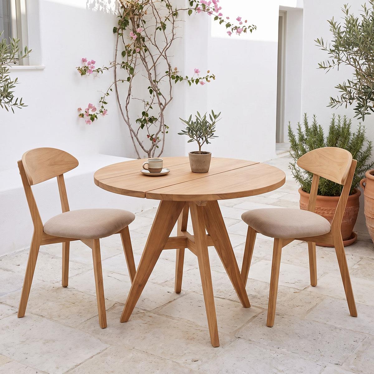 Τραπέζι Cadrada teak ξύλο σε φυσική απόχρωση Φ80x76εκ Τραπέζι Cadrada teak ξύλο σε φυσική απόχρωση Φ80x76εκ