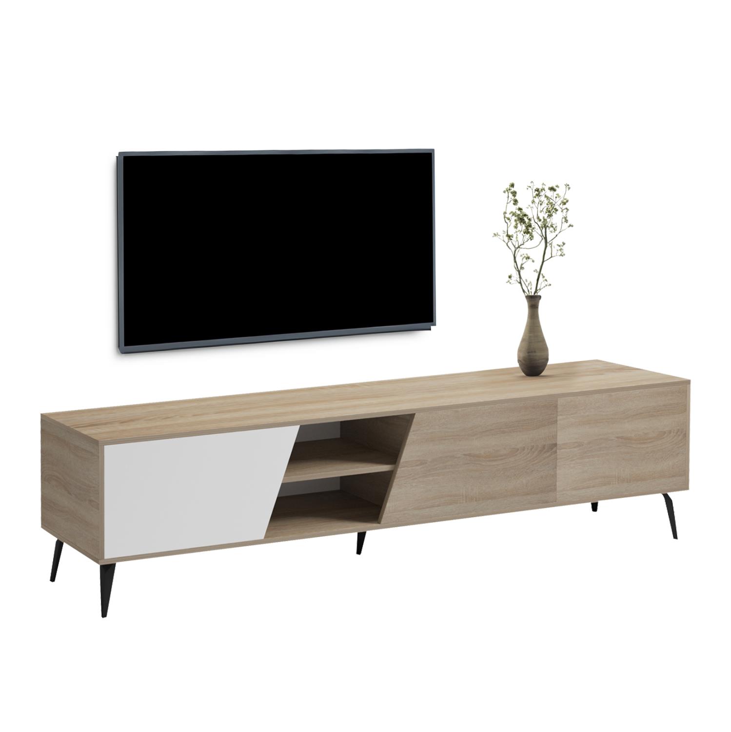 Έπιπλο Τηλεόρασης CATERRA Μελαμίνη σε Sonama - Λευκό 180x35,5x48Υεκ. Έπιπλο Τηλεόρασης CATERRA Μελαμίνη σε Sonama - Λευκό 180x35,5x48Υεκ.