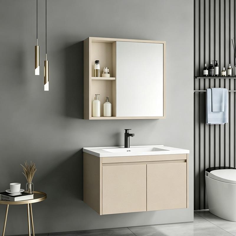 Σετ έπιπλο μπάνιου Sinkea σε cappuccino χρώμα 61x47x130 εκ.