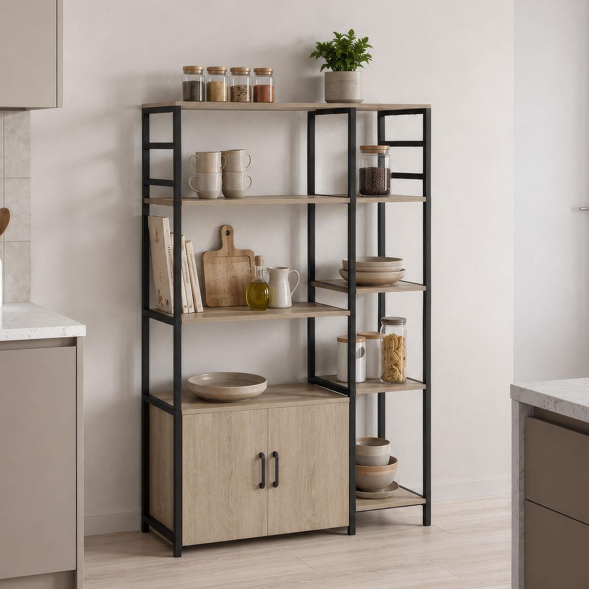 Βιβλιοθήκη - Ραφιέρα Ranea σε sonoma-μαύρο 85x32x150εκ