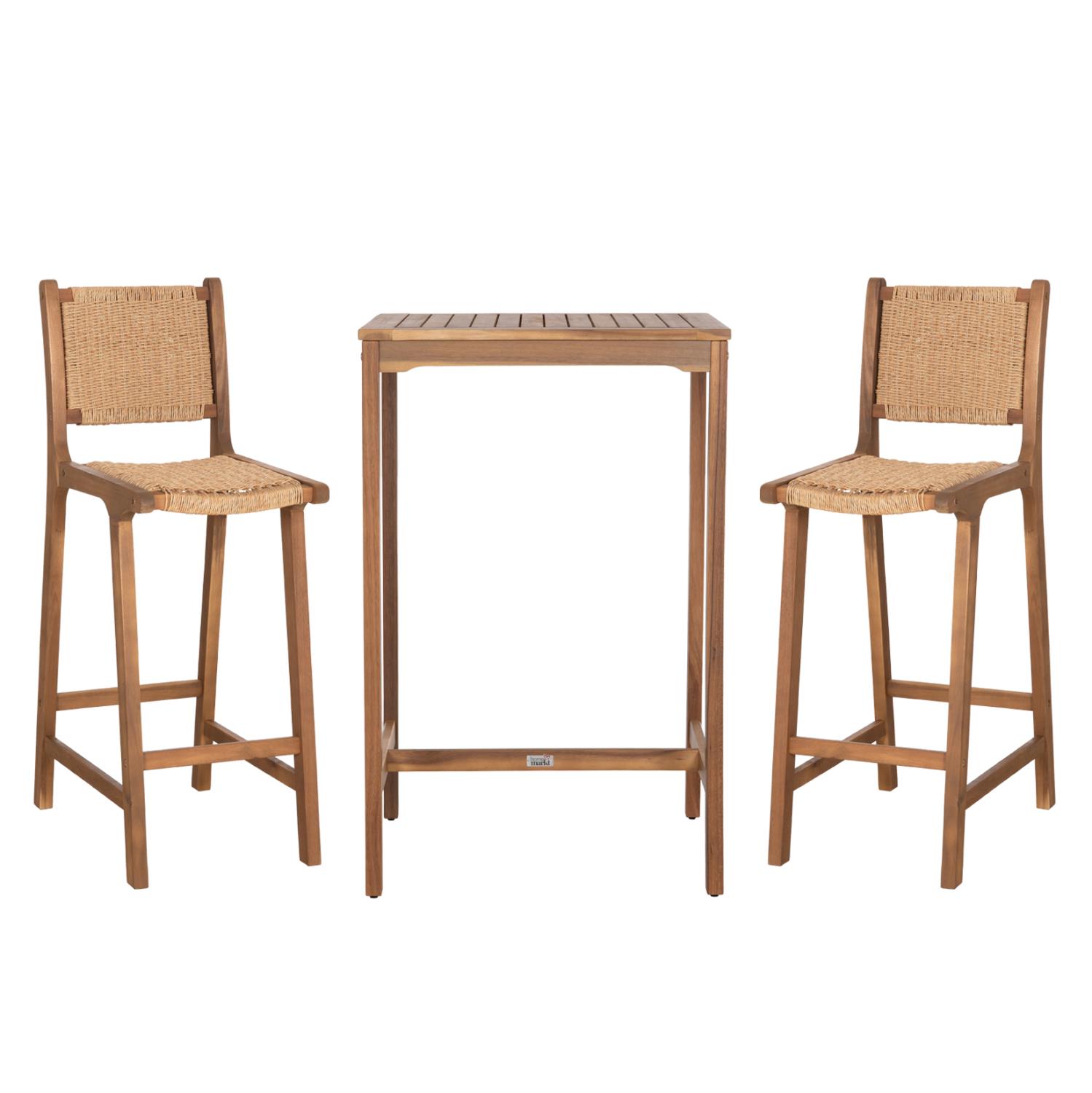 Σετ Κήπου Μπαρ RUEN C10978 3τεμ. με Τραπέζι 65x65x100εκ. & 2 Σκαμπό Μπαρ Ξύλο Ακακίας - Twist Wicket