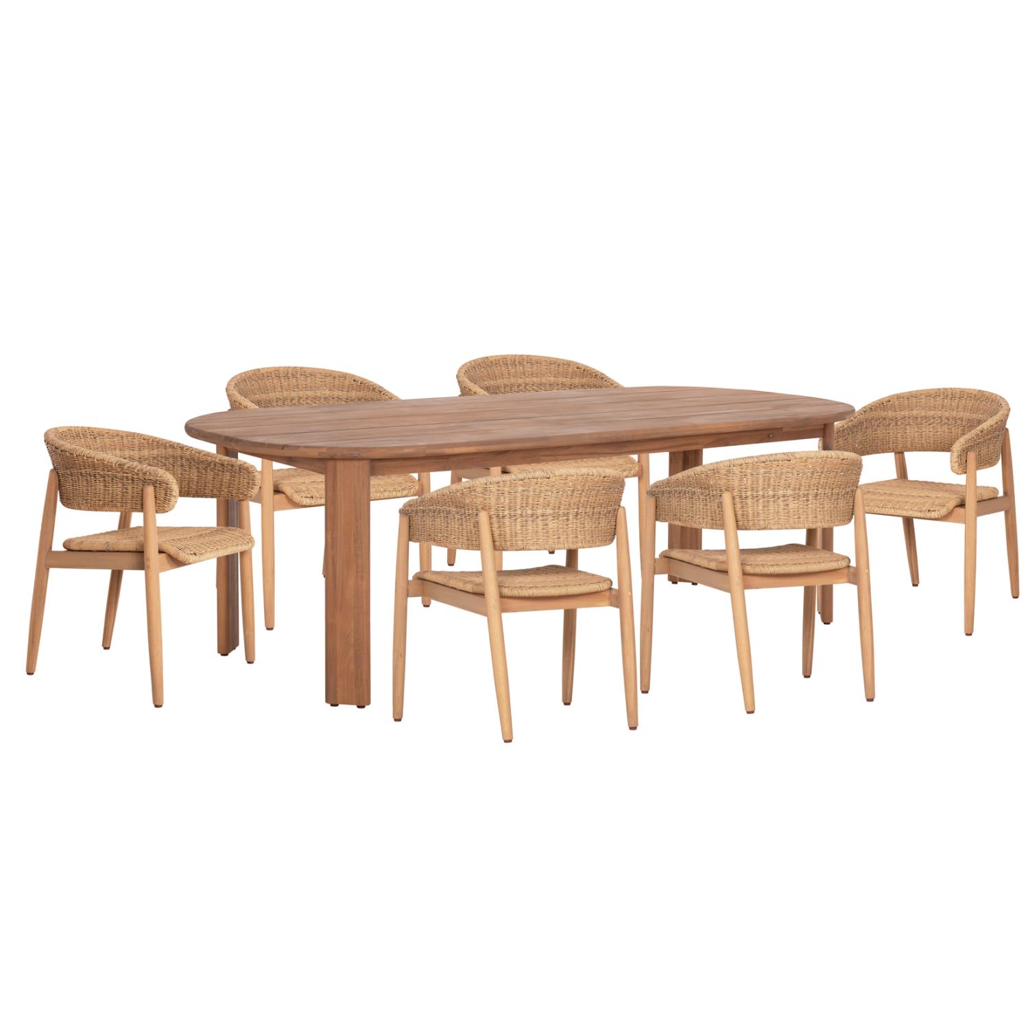 Σετ Κήπου Τραπεζαρίας RAIKKO C11030 7τεμ. Τραπέζι 240x100x75εκ. & 6 Πολυθρόνες Ξύλο Ακακίας - Σχοινί σε Φυσικό Σετ Κήπου Τραπεζαρίας RAIKKO C11030 7τεμ. Τραπέζι 240x100x75εκ. & 6 Πολυθρόνες Ξύλο Ακακίας - Σχοινί σε Φυσικό