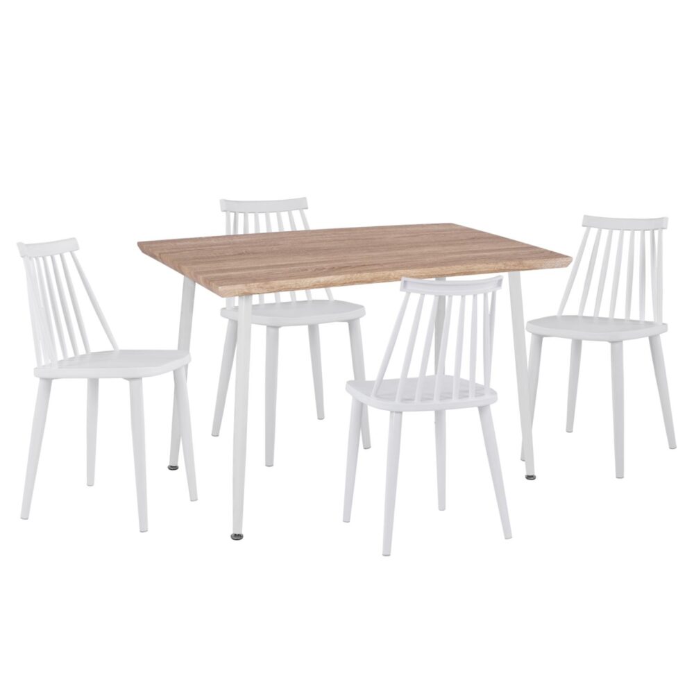Σετ Τραπεζαρίας PALOMA C11389 5τεμ. Τραπέζι 120x70x76.5εκ. με 4 Καρέκλες σε Λευκό - Σονόμα Σετ Τραπεζαρίας PALOMA C11389 5τεμ. Τραπέζι 120x70x76.5εκ. με 4 Καρέκλες σε Λευκό - Σονόμα