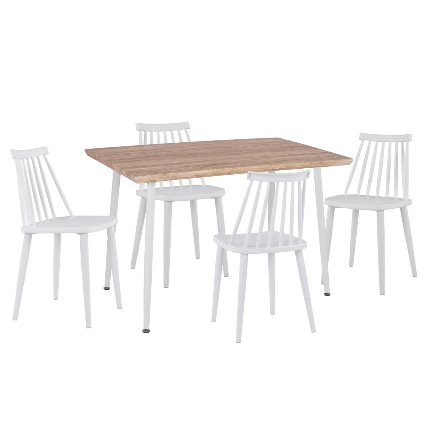 Σετ Τραπεζαρίας PALOMA C11389 5τεμ. Τραπέζι 120x70x76.5εκ. με 4 Καρέκλες σε Λευκό - Σονόμα Σετ Τραπεζαρίας PALOMA C11389 5τεμ. Τραπέζι 120x70x76.5εκ. με 4 Καρέκλες σε Λευκό - Σονόμα
