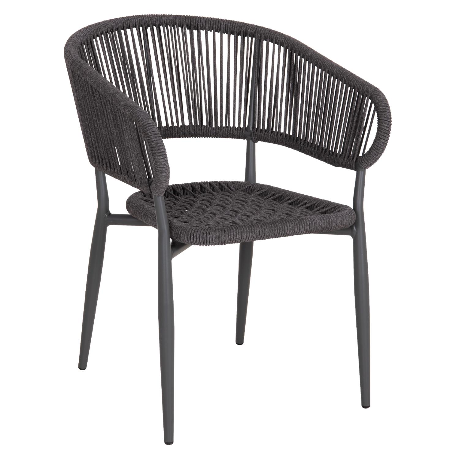 Καρέκλα Πολυθρόνα Κήπου EULO Αλουμίνιο Γκρι & Twisted Rattan Γκρι 57x63x77 εκ.