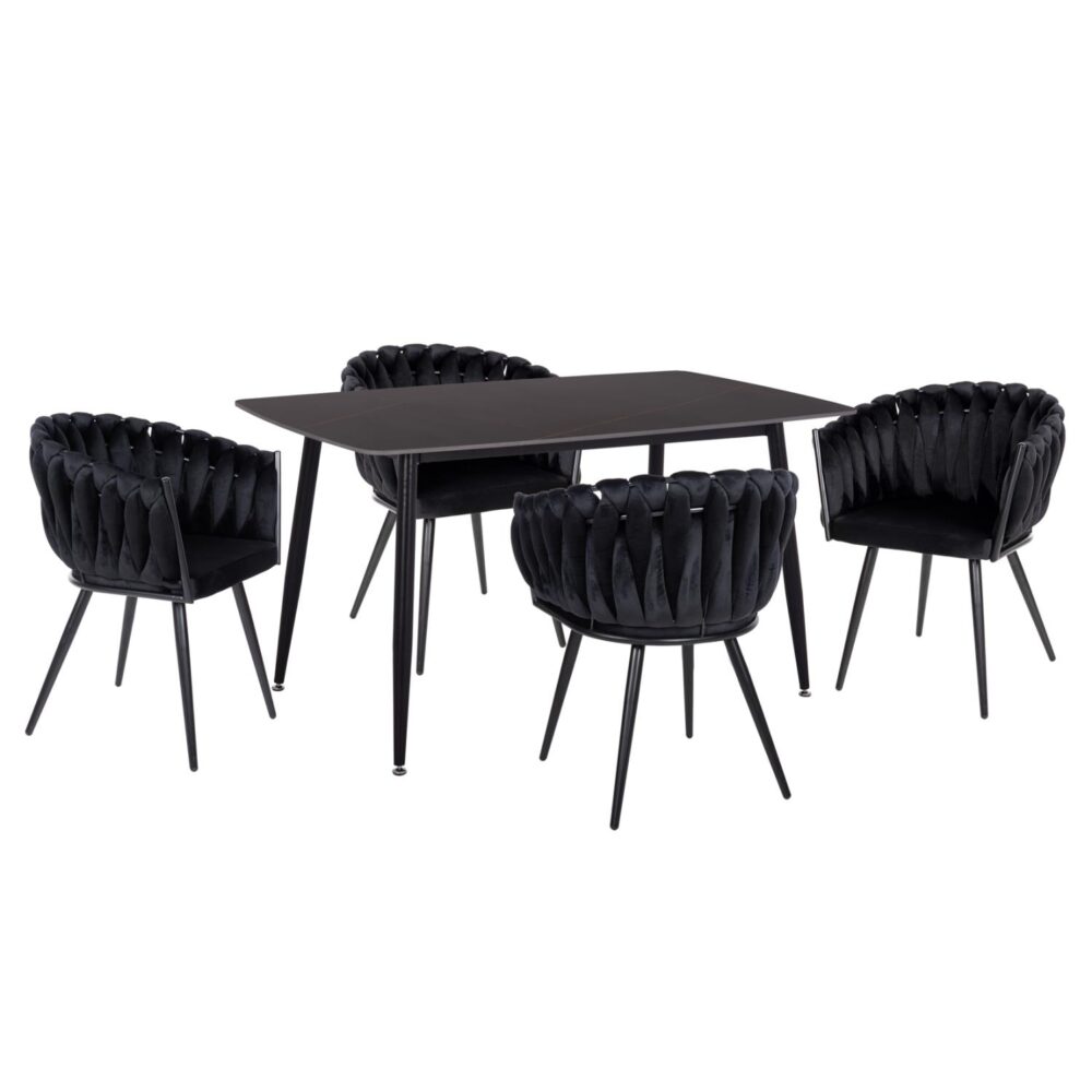 Σετ Τραπεζαρίας RAVEN C12116.03 5τεμ. Τραπέζι 140x80x74εκ. Κεραμικό TOP Μαύρο Μάρμαρο & 4 Καρέκλες Μαύρο Βελούδο Σετ Τραπεζαρίας RAVEN C12116.03 5τεμ. Τραπέζι 140x80x74εκ. Κεραμικό TOP Μαύρο Μάρμαρο & 4 Καρέκλες Μαύρο Βελούδο