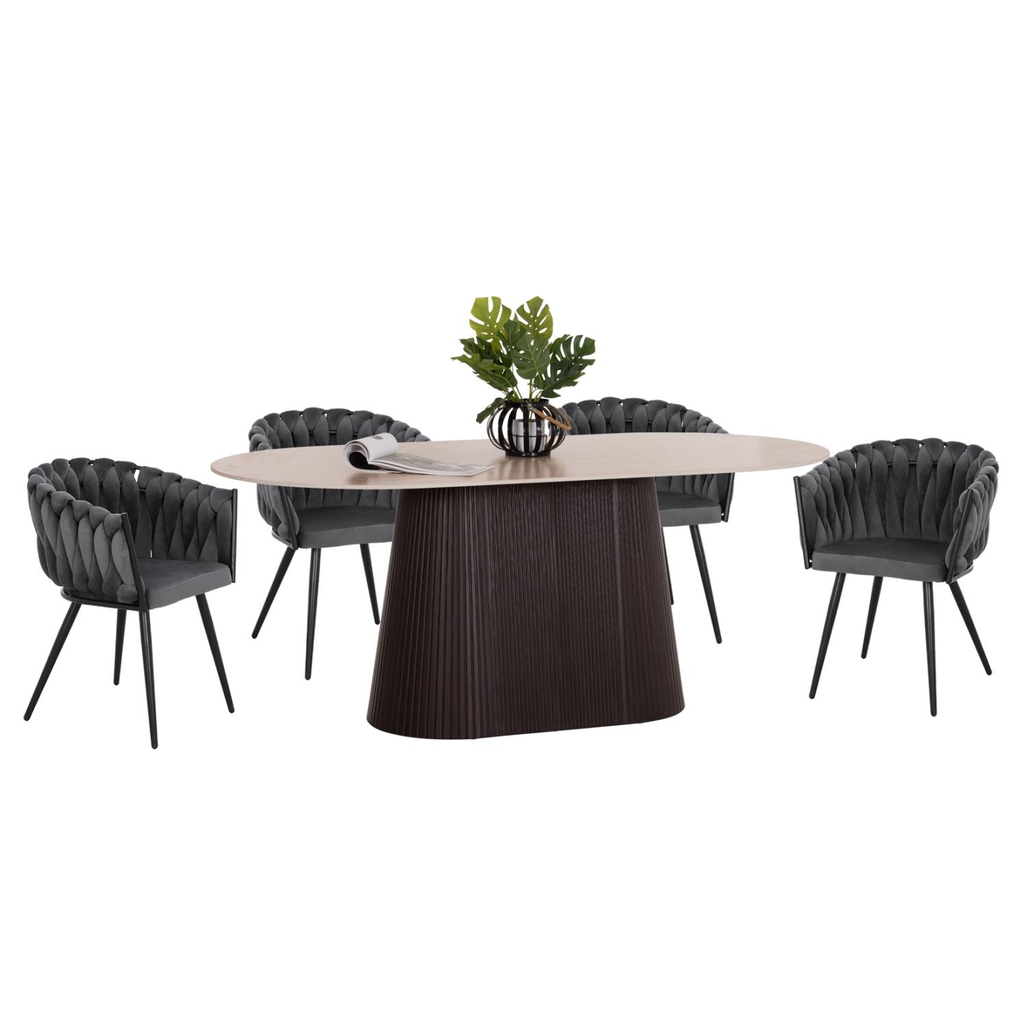 Σετ Τραπεζαρίας CATER C12118.01 5τεμ. Τραπέζι 180x90x74εκ. Κεραμικό TOP & 4 Καρέκλες Γκρι Βελούδο Σετ Τραπεζαρίας CATER C12118.01 5τεμ. Τραπέζι 180x90x74εκ. Κεραμικό TOP & 4 Καρέκλες Γκρι Βελούδο