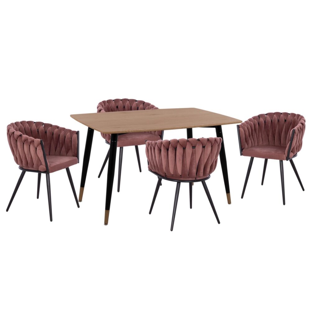 Σετ Τραπεζαρίας ALIZA C12122.01 5τεμ. Τραπέζι MDF TOP σε Φυσικό 120x80x74εκ. & 4 Καρέκλες Σάπιο Μήλο Βελούδο Σετ Τραπεζαρίας ALIZA C12122.01 5τεμ. Τραπέζι MDF TOP σε Φυσικό 120x80x74εκ. & 4 Καρέκλες Σάπιο Μήλο Βελούδο