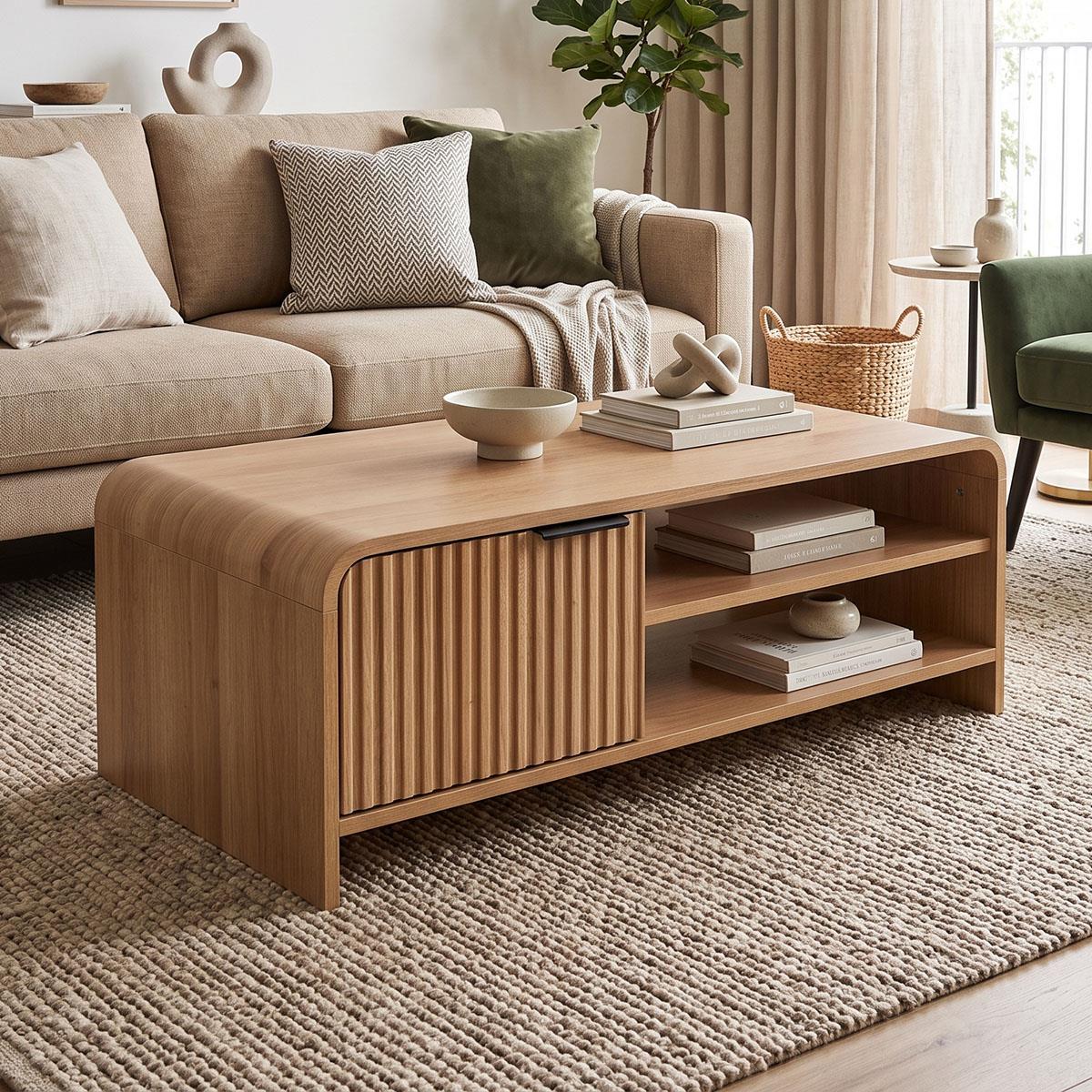 Τραπέζι Σαλονιού Kelba Mdf σε Φυσικό 100x50x35,5εκ. Τραπέζι Σαλονιού Kelba Mdf σε Φυσικό 100x50x35,5εκ.