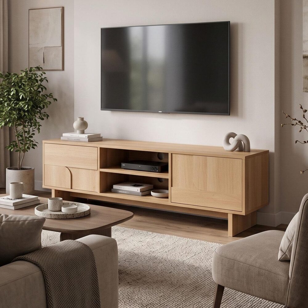 Έπιπλο Τηλεόρασης Jenfia Mdf σε Φυσικό 150x39x45.5εκ. Έπιπλο Τηλεόρασης Jenfia Mdf σε Φυσικό 150x39x45.5εκ.