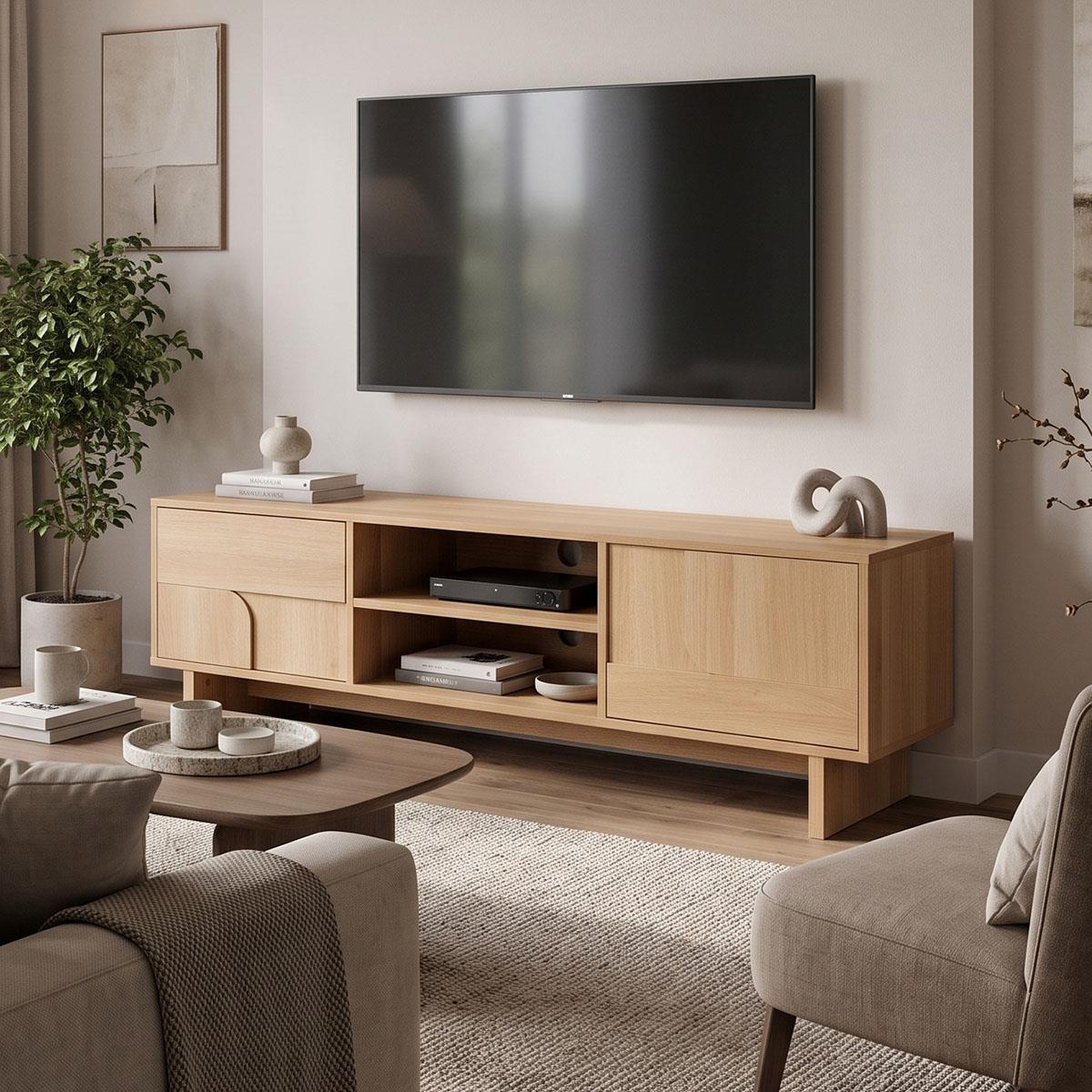 Έπιπλο Τηλεόρασης Jenfia Mdf σε Φυσικό 150x39x45.5εκ. Έπιπλο Τηλεόρασης Jenfia Mdf σε Φυσικό 150x39x45.5εκ.