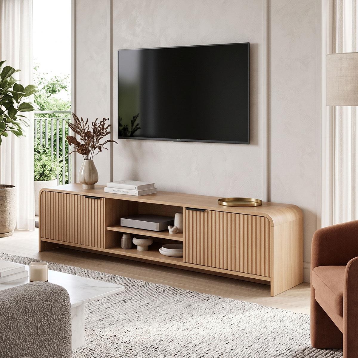 Έπιπλο Τηλεόρασης Anfen Mdf σε Φυσικό 160x39x40,5εκ. Έπιπλο Τηλεόρασης Anfen Mdf σε Φυσικό 160x39x40,5εκ.