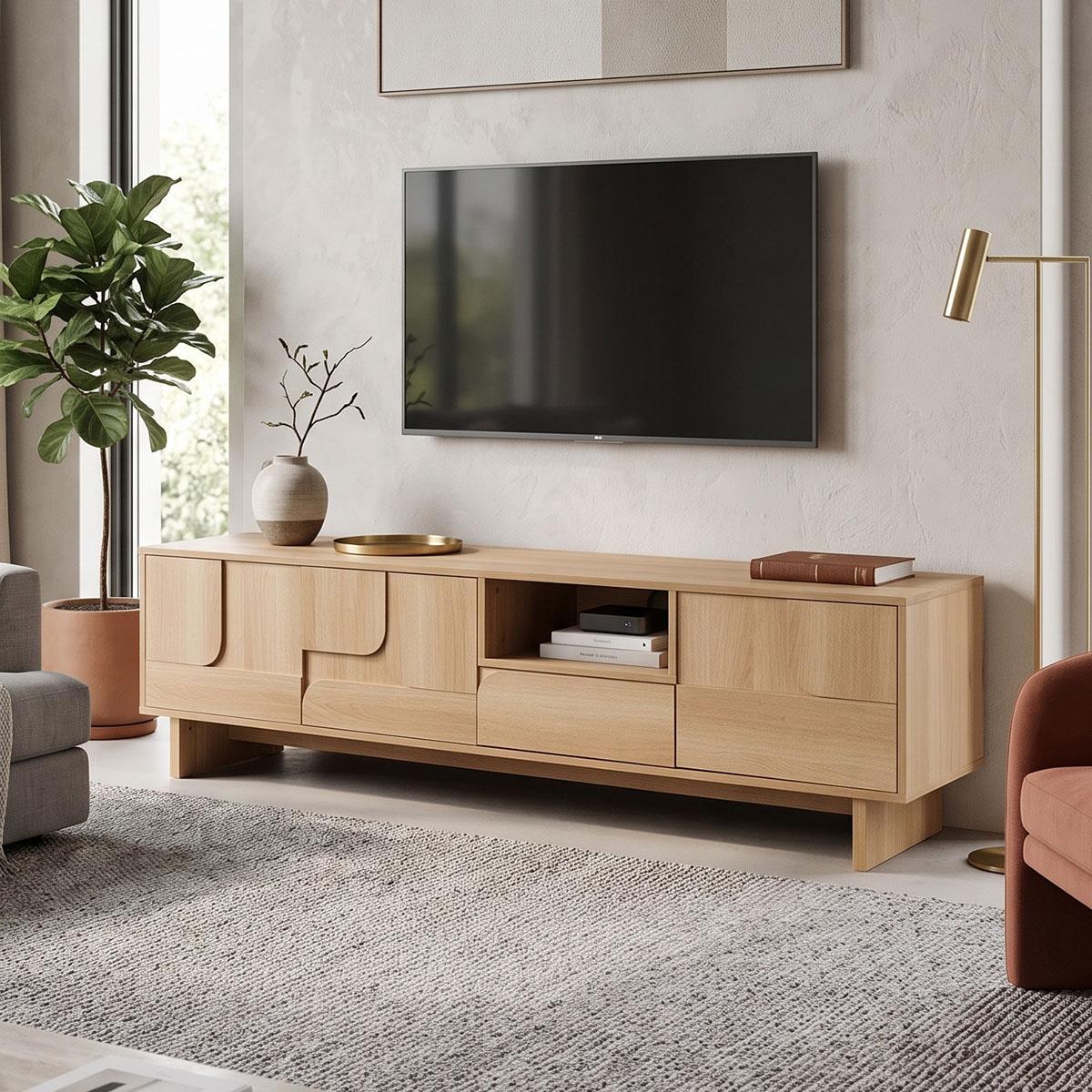 Έπιπλο Τηλεόρασης Jenfia Mdf σε Φυσικό 180x39x45,5εκ. Έπιπλο Τηλεόρασης Jenfia Mdf σε Φυσικό 180x39x45,5εκ.