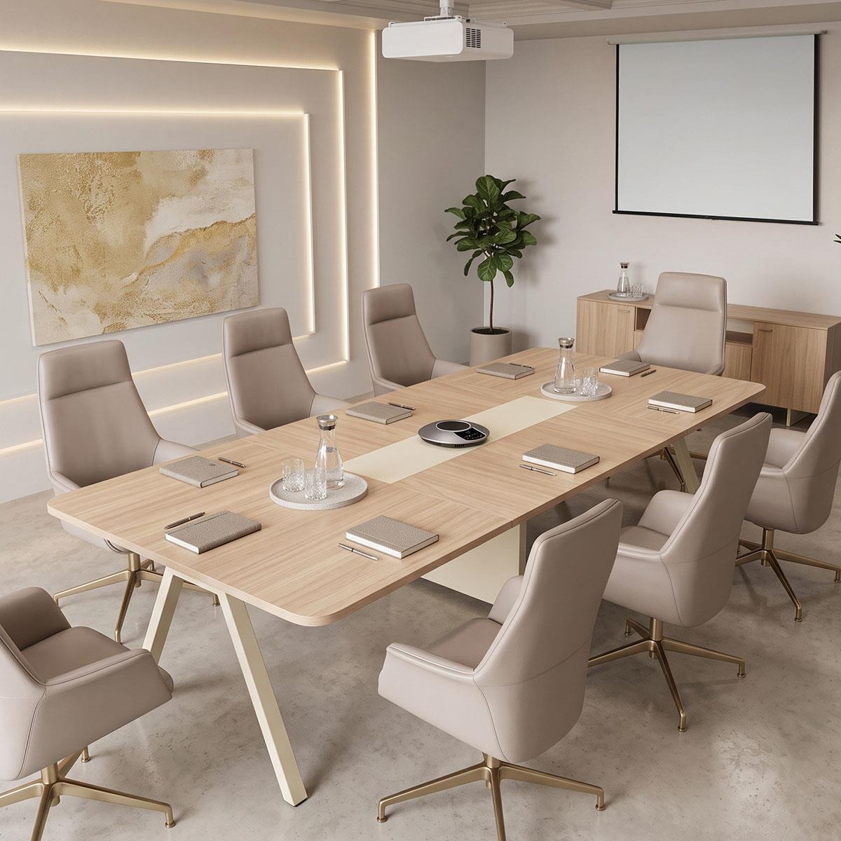 Τραπέζι Συνεδριάσεων Azari σε Oak-Μπεζ 240x120x75εκ.