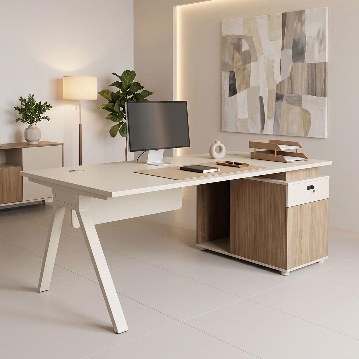 Γραφείο Επαγγελματικό Spark σε Oak-Μπεζ 150x70x75εκ.