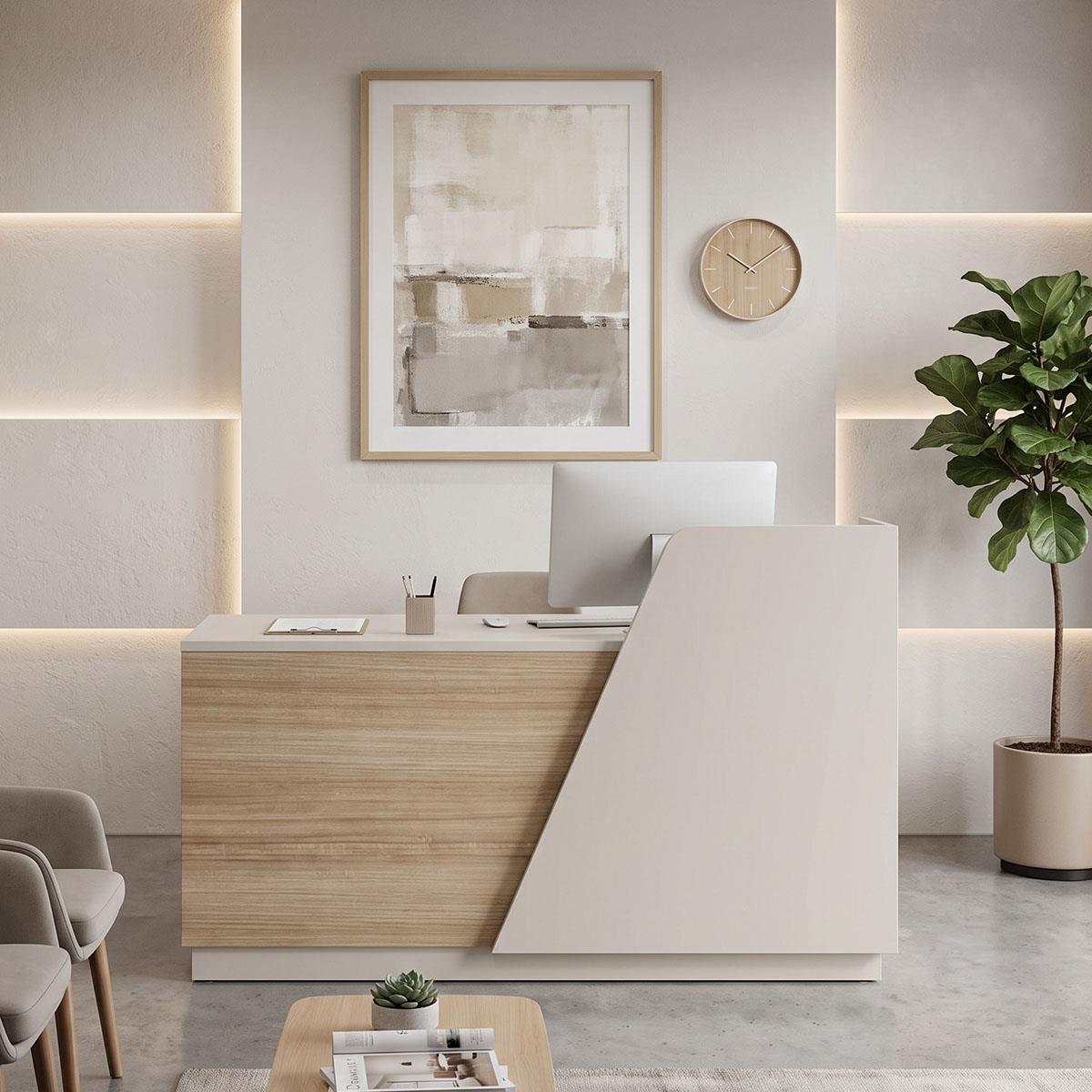 Γραφείο Reception Επαγγελματικό Kalu σε Oak-Μπεζ 160x60x105εκ.