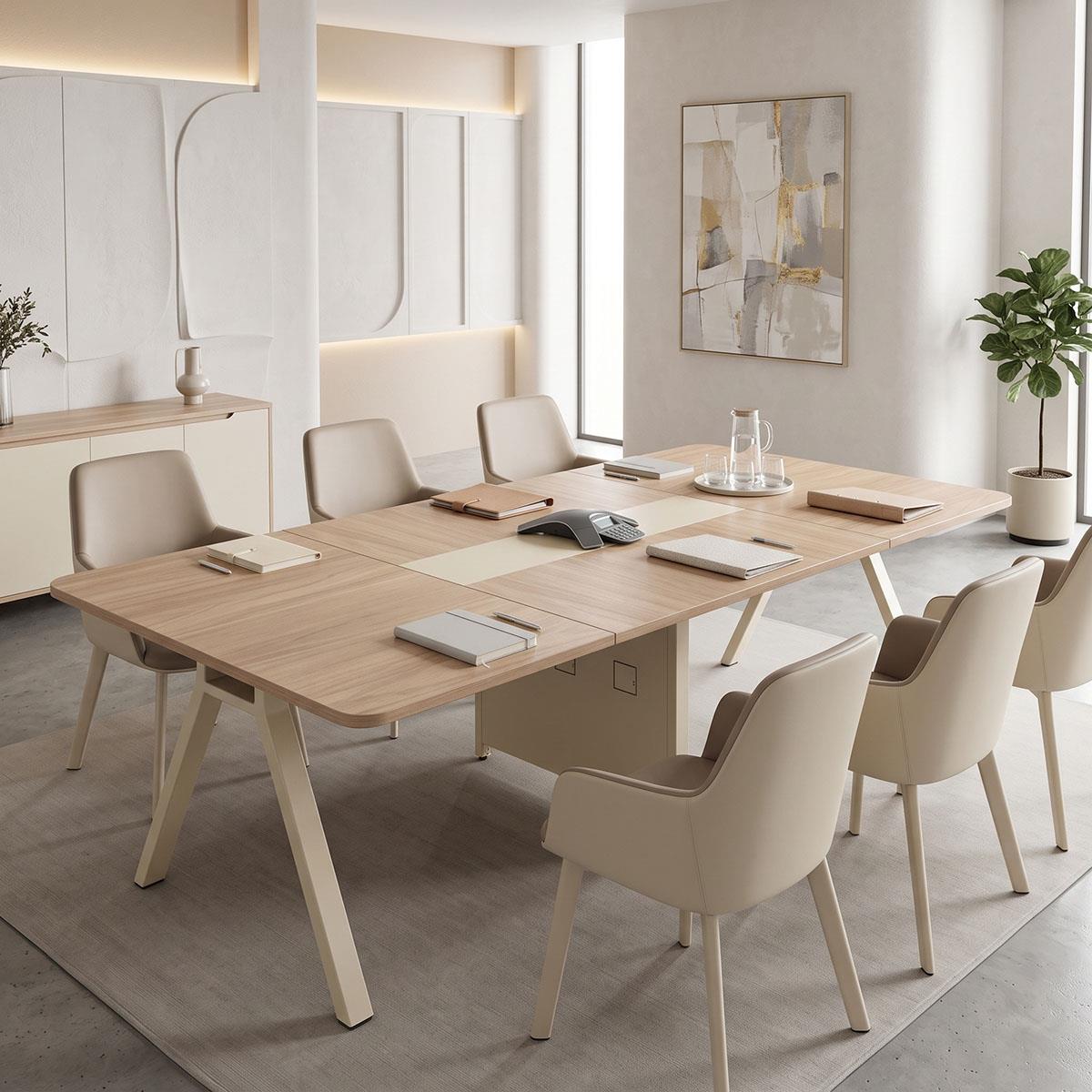 Τραπέζι Συνεδριάσεων Azari σε Oak-Μπεζ 200x120x75εκ.