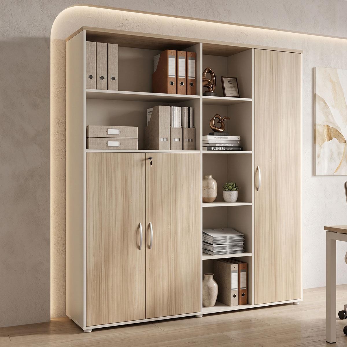 Βιβλιοθήκη γραφείου Jabari σε oak-μπεζ απόχρωση 160x40x200εκ. Βιβλιοθήκη γραφείου Jabari σε oak-μπεζ απόχρωση 160x40x200εκ.