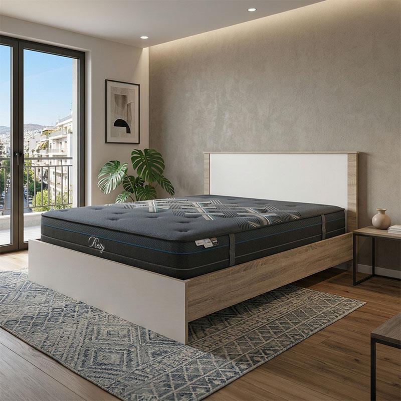 Σετ Κρεβάτι με στρώμα Athos-Resty Διπλό σε Sonoma-Λευκό 160x200εκ.