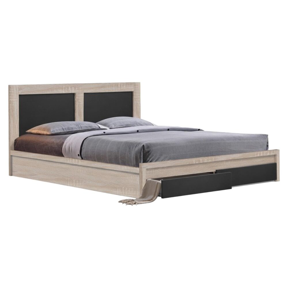 Κρεβάτι CAPRI Διπλό με 2 Συρτάρια Sonoma - Γκρί 150x200 εκ. Κρεβάτι CAPRI Διπλό με 2 Συρτάρια Sonoma - Γκρί 150x200 εκ.