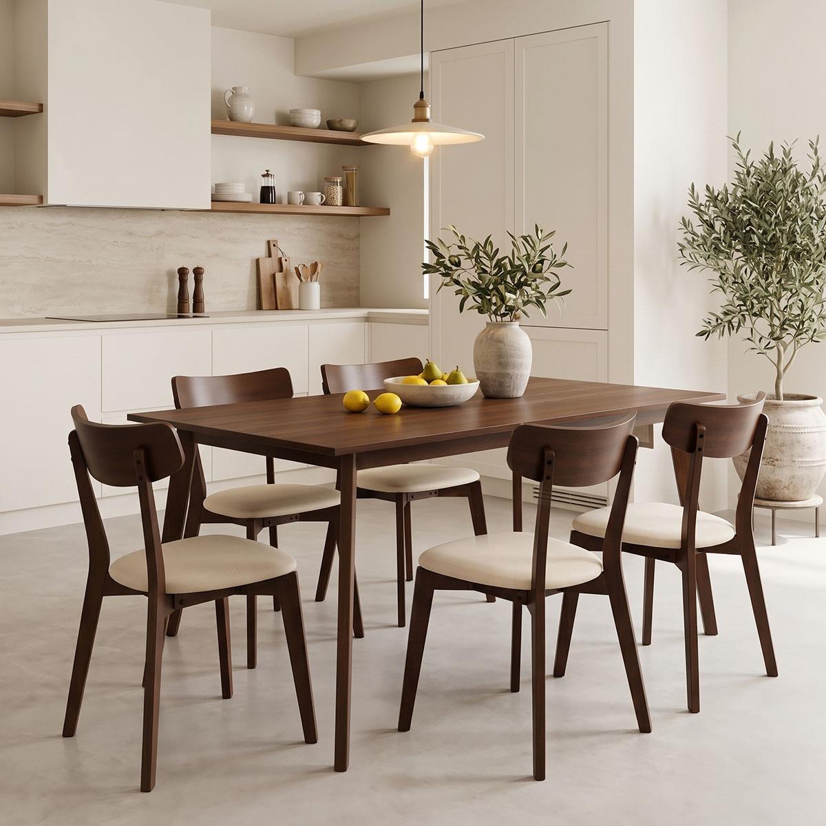 Τραπέζι Benson MDF με καπλαμά χρώμα καρυδί 150x90x75εκ